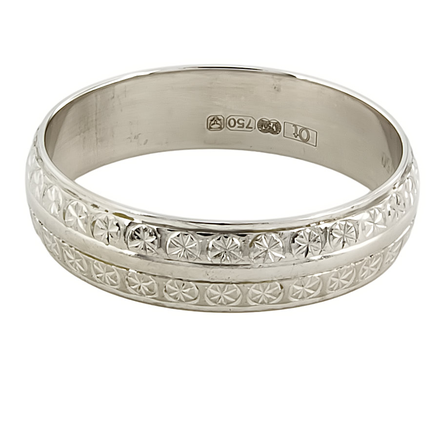 18ct White Gold 3.6g Wedding Ring Size O